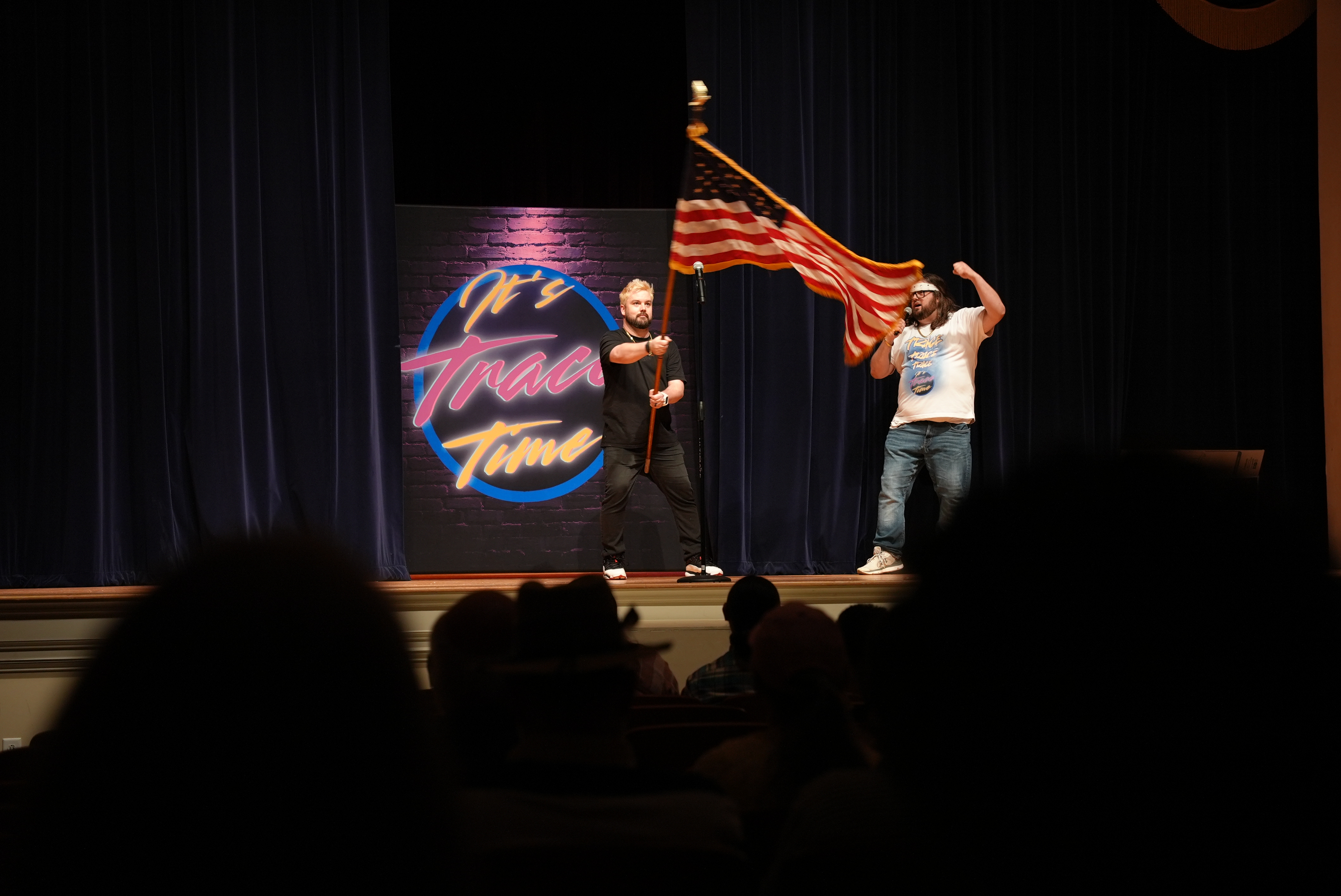 Trace Time Productions — flag moment on stage